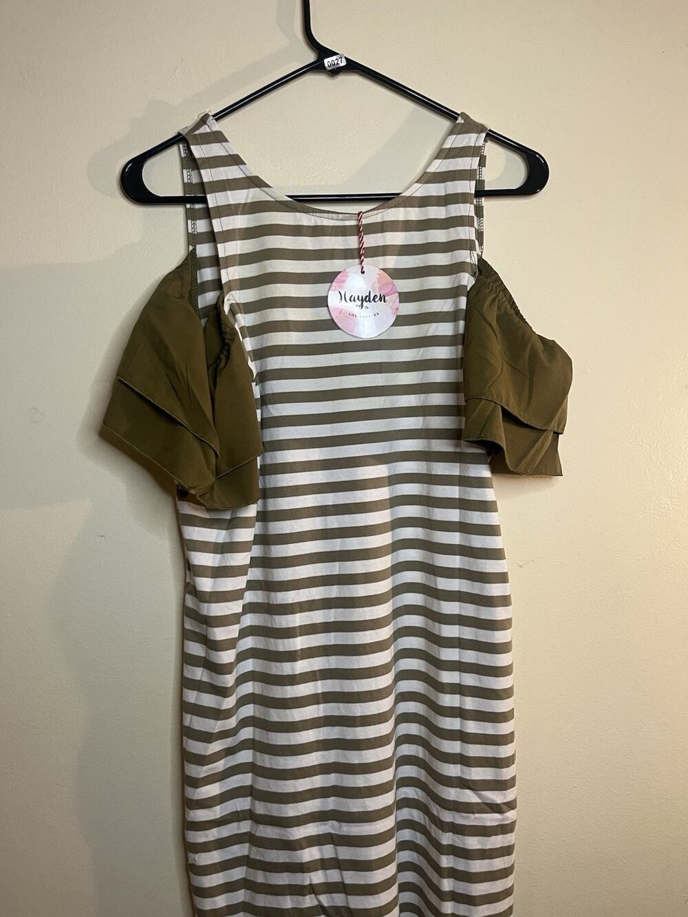 NWT HAYDEN Dress Women Size Small Green off shoulder sleeves